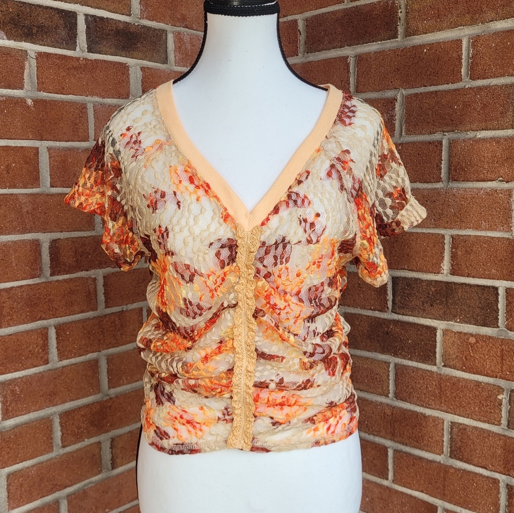 Free People Floral Ruched Top